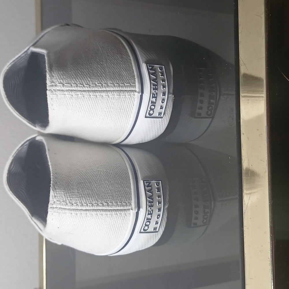 Cole Haan White Canvas Slip On Shoes Size 7.5 - Picture 4 of 14